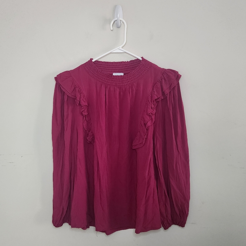 Women's Ruffled Blouse - Pink